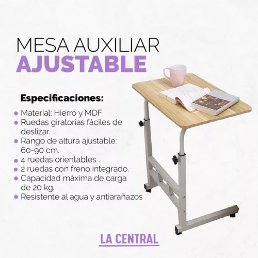 Miniatura 2 de Mesa Portátil Con Plegado Ajustab Madera